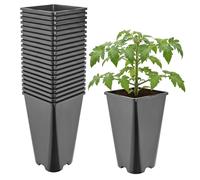 Garronda Maceta de plástico Alta 13,5 x 13,5 x 23 cm (3 L) Set de 20 Cuadrada con Orificios de Drenaje Maceta de PP para jardín Invernadero balcón Cultivo Interior y Exterior Negro GD-0201