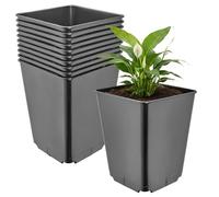 Garronda Maceta de plástico Alta 16 x 16 x 20 cm (3,5 L) Set de 10 Cuadrada con Orificios de Drenaje Maceta de PP para jardín Invernadero balcón Cultivo Interior y Exterior Negro GD-0201