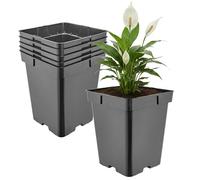 Garronda Maceta de plástico Alta 18 x 18 x 21,5 cm (5 L) Set de 5 Cuadrada con Orificios de Drenaje Maceta de PP para jardín Invernadero balcón Cultivo Interior y Exterior Negro GD-0201