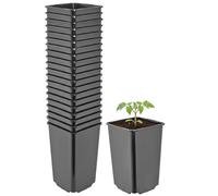 Garronda Maceta de plástico Alta 9 x 9 x 14 cm (0,8 L) Set de 20 Cuadrada con Orificios de Drenaje Maceta de PP para jardín Invernadero balcón Cultivo Interior y Exterior Negro GD-0201