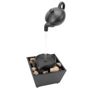 Garsent Adorno de Fuente de Agua de Tetera Flotante, Decoración de Cascada de Mesa Interior con Piedras de Luz LED para Decoración de Escritorio de Oficina en Casa