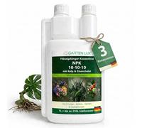 Garten Lux Fertilizante Líquido NPK 10-10-10 Concentrado con Kelp y Hierro Quelado - Abono Universal para Plantas de Interior, Jardín y Huerto Urbano - 1000 ml hasta 250 L