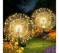 Gartendeko Solar Gartenleuchte Außen,2 Stück 150 LED Solarleuchten Feuerwerk,8 Modi Solar Feuerwerk Leuchten Garten Wetterfest Wetterfest Pusteblume Solarlampen,für Rasen Patio Yard / Warm Weiß