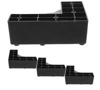 GARVALON Alzas para Patas de Cama Que Proporcionan Estabilidad y Aumentan Espacio en Plástico Negro Forma en L, Elevadores de Cama Pack de 4 Unidades para Dormitorio