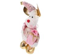 GARVALON Muñeca Navideña Ajustable con Luces y Música, Adorno Rosa | Peluche de Poliéster y Metal, Altura Telescópica, para Familia y Navidad, Pilas Aa No Incluidas