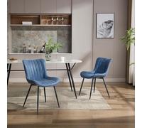 Garvee 2 sillas de Comedor de Piel, diseño Moderno con Respaldo cómodo y Patas metálicas estables