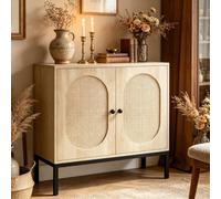 Garvee Aparador de Almacenamiento de ratán con 2 Puertas, Mueble de Almacenamiento, Estilo Moderno, 80 x 40 x 83 cm, Mueble para Sala de Estar, Cocina, Oficina