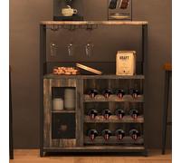 Garvee Armario para vinos Industrial, con botellero Ajustable y Soporte para Cristal, Almacenamiento de Bebidas, Armario para Cocina, Comedor, salón, 70 x 35 x 92 cm, Color Dorado