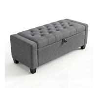 Garvee Banco otomano de almacenamiento 129 cm - Tapizado resistente, bisagra de cierre suave - Gran capacidad 115L, soporta 304 kg - Ideal dormitorio, entrada o sala - Color gris