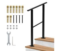 Garvee Barandilla Metálica Ajustable Para Escaleras Exteriores - Resistente a La Intemperie y Al óxido - Instalación Fácil - Seguridad Para Mayores - Kit Antideslizante Para Porche y Terraza