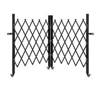 Garvee Barrera de Seguridad Extensible 5,2 Metros (17 FT), Valla Retráctil Móvil de Acero al Carbono con Ruedas con Freno, Barricada Plegable Tipo Acordeón para Entrada de Garaje, Amarillo y Negro