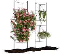 Garvee Biombo de Jardín de Hierro Forjado Estilo Barroco, Separador de Ambientes Decorativo para Exterior e Interior, Paneles Divisorios de Metal Resistente a la Intemperie, Plegable, Negro, 1 Unidad