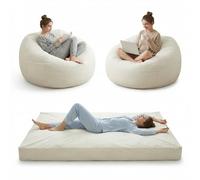 Garvee Cama Sillón Puf Gigante 3 en 1 Convertible,Beige