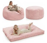 Garvee Cama Sillón Puf Gigante 3 en 1 Convertible,Rosa Cerezo Intenso