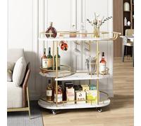 Garvee Carrito de Bar Dorado - 4 estantes espaciosos - Ruedas giratorias - botellero y Soporte para Copas - Ideal para Cocina, Comedor, salón, Fiestas y reuniones Familiares - Color Oro