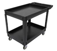 Garvee Carro de Servicio de 2 Niveles, Carro Utilitario Carga Pesada 227 kg, 2 Bandejas 91x61 cm, Ruedas Giratorias 12,7 cm con Freno, Mango Ergonómico para Almacén/Garaje/Hotel/Restaurante, Negro