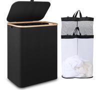Garvee - Cesta plegable para lavandería (110 L, tejido Oxford, con tapa, ligera y ahorro de espacio, capacidad extragrande, para la familia, el dormitorio y el lavadero