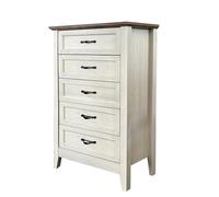 Garvee Cómoda Alta Vintage de 5 cajones para Dormitorio - Amplio Espacio de Almacenamiento - Estructura de Madera Robusta Armario, Entrada o vestíbulo - Color White Oak MM-7057