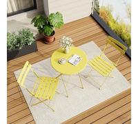 Garvee Conjunto bistró Compacto para Patio - Mesa y sillas Plegables de Acero Resistentes a la Intemperie balcón, Porche, jardín o terraza - Fácil Almacenamiento - Color Flat Tube Yellow