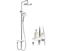 Garvee Conjunto de Ducha Tipo Lluvia Sin Grifería - Acero Inoxidable 201, Cabezal 245mm + Ducha Mano 3 Funciones - Montaje Sin Taladrar, Adaptación Europea para Baño Moderno, Cromo