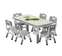 Garvee Conjunto Infantil de Mesa y 6 sillas Ajustables en Altura - Superficie fácil de Limpiar - Patas Antideslizantes - Diseño ergonómico y Seguro - Ideal para casa, guardería o Aula - para niños de