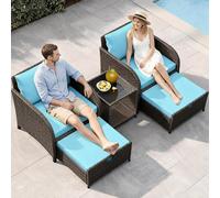 Garvee Conjunto Jardin Exterior, Mesa y Sillas de 5 Piezas,Azul