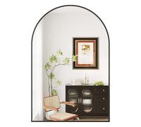 Garvee Espejo de Baño, Espejo de Pared Arqueado 61 x 91,4 cm, Marco de Aluminio Moderno, Espejo Decorativo para Entrada, Recibidor, Dormitorio o Salón, Vidrio HD de 5mm, Negro