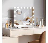 Garvee Espejo de Maquillaje con Puerto USB, TYPEc, Control táctil, 15 LED Espejo cosmético, Espejo Hollywood con iluminación, Dimmables 3 Colores de luz, Blanco, 58 x 46 cm