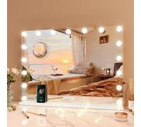 Garvee Espejo de Maquillaje con Puerto USB, TYPEc, Control táctil, 17 LED Espejo cosmético, Espejo Hollywood Grande con iluminación, Dimmables 3 Colores de luz, Blanco, 81 x 60 cm