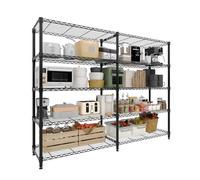 Garvee Estantería Metálica de 5 Niveles de Acero al Carbono, Doble Fila de 40 cm de Fondo, 180x40x180 cm, 100 kg por Nivel y 500 kg Totales, Altura Regulable para Cocina Garaje y Despensa, Negro
