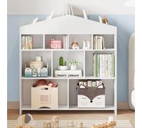 Garvee Estantería Niños Grande - 9 Compartimentos Clasificables - Librería Infantil con diseño en Forma de casa - Espacio Superior para Libros y Adornos - 100 * 30 * 104 CM - Color Blanco