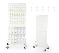 Garvee Expositor de Panel Perforado Metálico 60 x 150 cm con Ruedas, Soporte Organizador Independiente Blanco con Base en T y 10 Ganchos, Tablero Pegboard Modular para Tienda, Taller y Exhibición