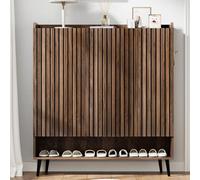 Garvee Gran armario zapatero para recibidor, 6 niveles con puertas, estantes ajustables y ganchos, organiza más de 30 pares, diseño moderno de madera para entrada, pasillo o dormitorio, almacenamiento