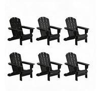 Garvee Juego de 6 Sillas Adirondack Plegables para Exterior, Acabado Efecto Madera con Portavasos Integrado, Diseño Ergonómico Resistente a la Intemperie para Jardín, Terraza o Patio, Negro