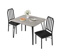 Garvee Juego de Comedor con 2 sillas - Mesa Cuadrada para 1-2 Personas, sillas metálicas Acolchadas con Respaldo, Ideal para salón, Cocina y Comedor, Ahorra Espacio, Color Vintage