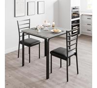 Garvee Juego de Mesa y Sillas, 1 Mesa Comedor y 2 Sillas para Comedor, con Tablero de MDF en la Mesa, para Uso en Cocina y Comedor, Color Gris