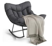 Garvee Mecedora Papasan Grande para Uso en Exteriores: Silla Huevo de Ratán Tejida a Mano, Estructura de Metal Resistente, Incluye Cojín de Secado Rápido, Resistente a La Intemperie y Cómoda, Gris