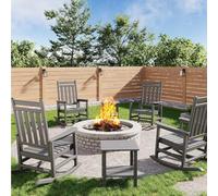 Garvee Mecedoras de Exterior HDPE 4 Unidades + 2 Mesas, Silla Mecedora con Respaldo Alto y Reposabrazos Anchos, Polietileno Resistente UV Antienvejecimiento para Jardín, Terraza, Porche, Gris