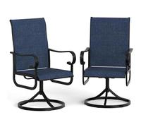 Garvee Mecedoras giratorias para patio - Respaldo alto de textileno azul marino resistente a la intemperie - Estructura de metal resistente a la corrosión - Apilable para ahorrar espacio - Función