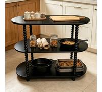 Garvee Mesa Auxiliar de 3 Niveles con Patas en Forma de Calabaza, Mesita Estrecha para Espacios Pequeños, Moderna Mesa de Salón con Estantes, 100 * 36 * 73cm, Estante de Almacenamiento, Negro