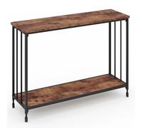 Garvee Mesa Consola con Listones Verticales de Madera, Mueble de Entrada Estrecho 30cm, Mesa Auxiliar Moderna con Marco de Metal para Recibidor Pasillo y Detrás del Sofá, 105x30x81 cm, Marrón Vintage