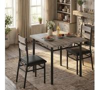 Garvee Mesa y Sillas de Comedor Set con 2 Sillas, Juego de Muebles de Comedor, 70 * 70 * 76cm Madera MDF y Metal, Mueble para Cocina, Gris + Negro