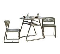 Garvee Mesa y Sillas Terraza, 1 Mesa con Estante y 2 Sillas Apilables