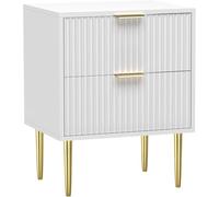 Garvee Mesita de Noche Blanca con 2 Cajones Mesa Auxiliar de Madera para Dormitorio y Salón Organizador de Almacenamiento Superficie Fácil de Limpiar Estilo Moderno y Compacto 45x40x55cm Blanco
