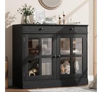 Garvee Mueble Recibidor Moderno con 2 Puertas De Vidrio, Cajón Amplio y Estante Ajustable - Aparador para Cocina, Comedor, Entrada o Pasillo