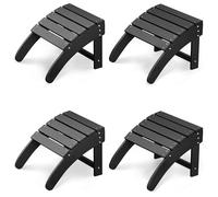 Garvee Pack de 4 Reposapiés para Silla Adirondack de Exterior, Otomana de Jardín de HDPE Resistente a la Intemperie, Taburete Ergonómico para Patio y Terraza con Drenaje, 48x40x33 cm, Negro