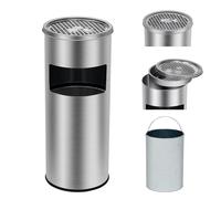 Garvee Papelera de cocina/comercial 17L/4.5 gal - Tapa y cubeta interior extraíble - Cenicero de acero inoxidable - Resistente y compacta para oficina, restaurante, jardín - Color acero inoxidable