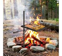Garvee Parrilla giratoria de Camping de Acero Pesado 360° - Altura Ajustable - Portátil para Barbacoa Exterior - Bolsa de Transporte incluida - 42 x 32 cm, Vertical, Grill, Juego de Dos Piezas 16,7 x