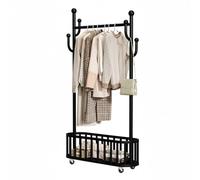 Garvee Perchero Metálico Portátil con Ruedas y Cesta de Almacenaje - Soporte Robusto para Ropa con Estante y 4 Ganchos - Ideal para Dormitorio, Lavandería y Sala de Estar