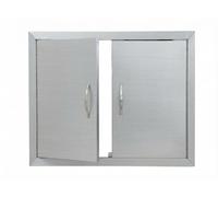 Garvee Puerta Doble para Cocina Exterior 77,5 × 53,3 cm, Acero Inoxidable, Puerta de Acceso BBQ Empotrable con Cierre Magnético, Resistente al Agua y a la Corrosión